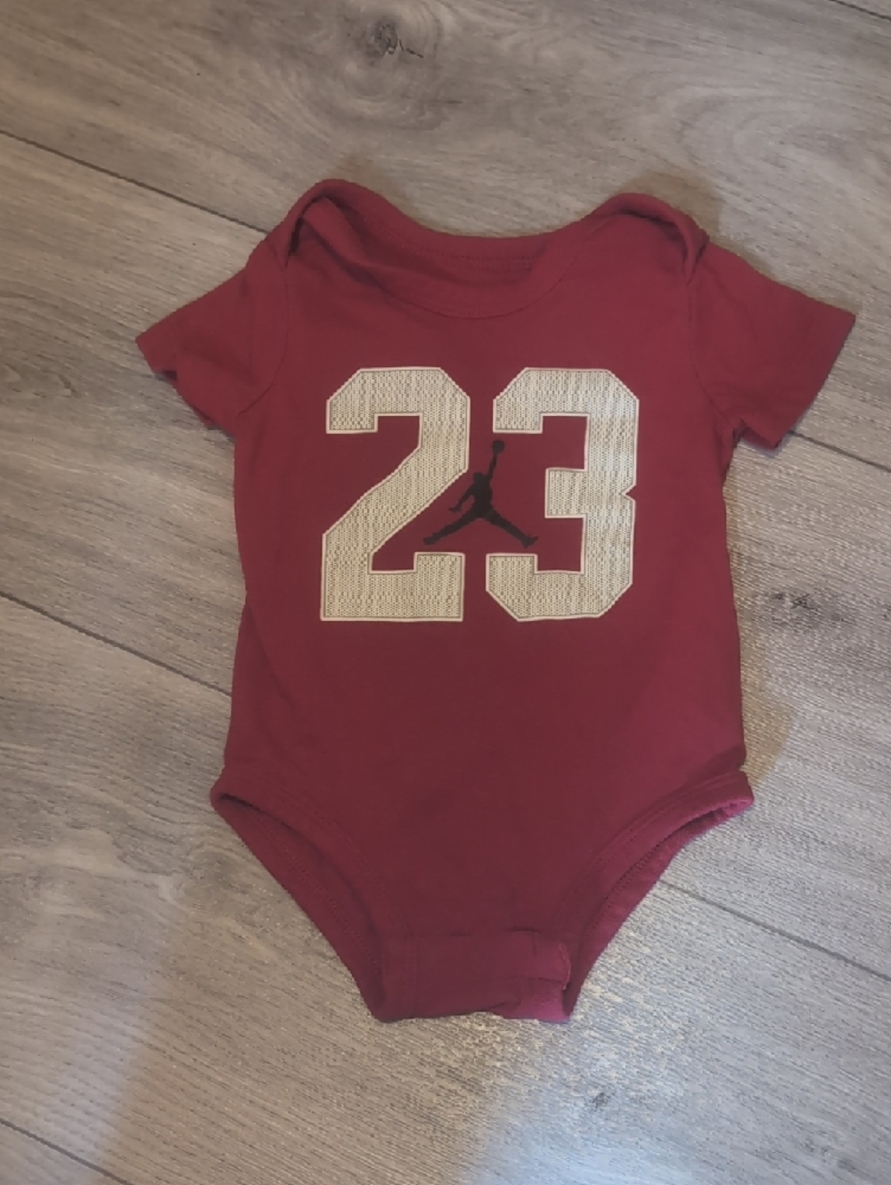 Jordan Red Baby One-Piece Bodysuit with White '23' Print